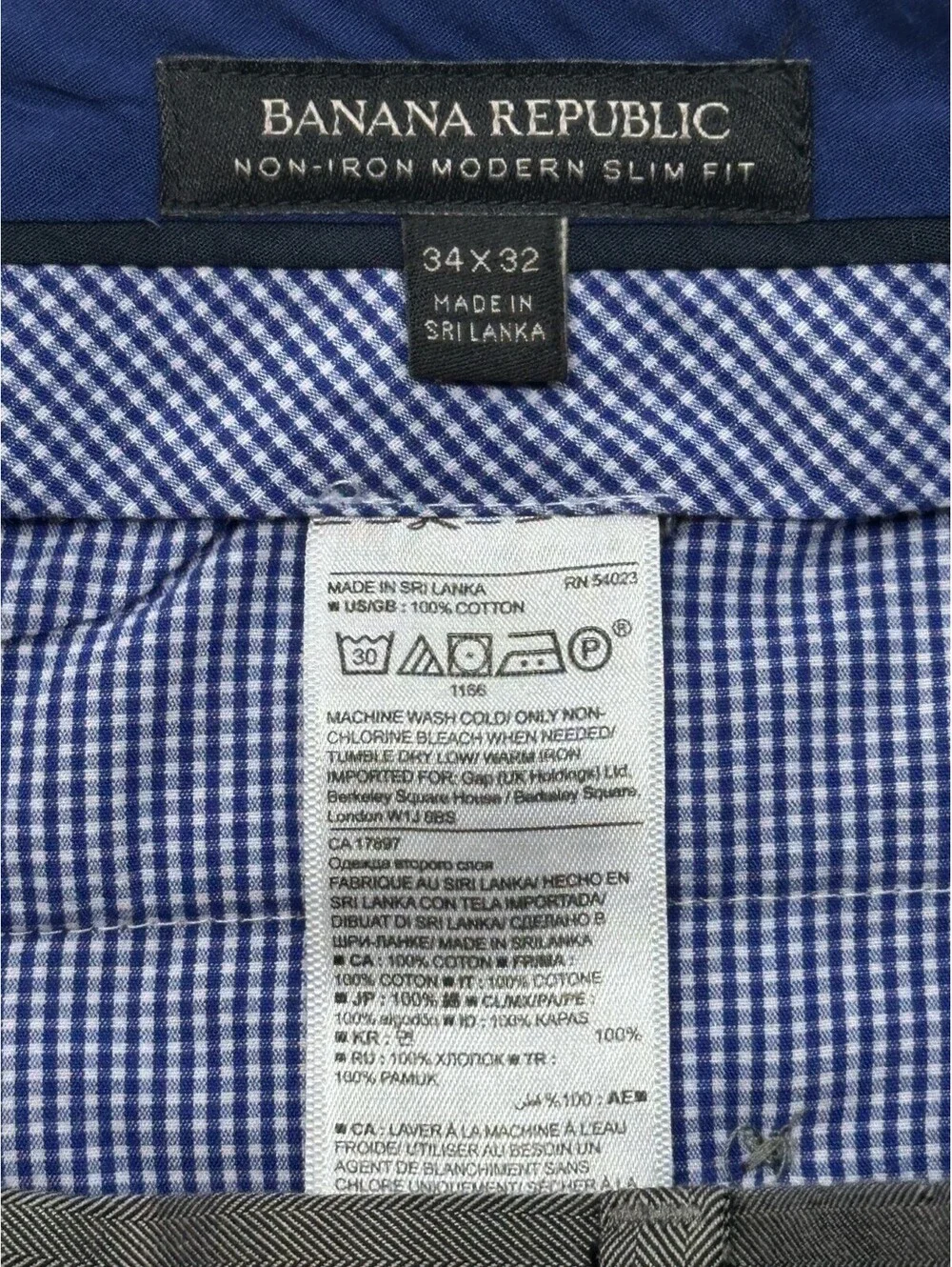 Banana Republic Non-Iron Slim Dress Pants Green Mens 34/32